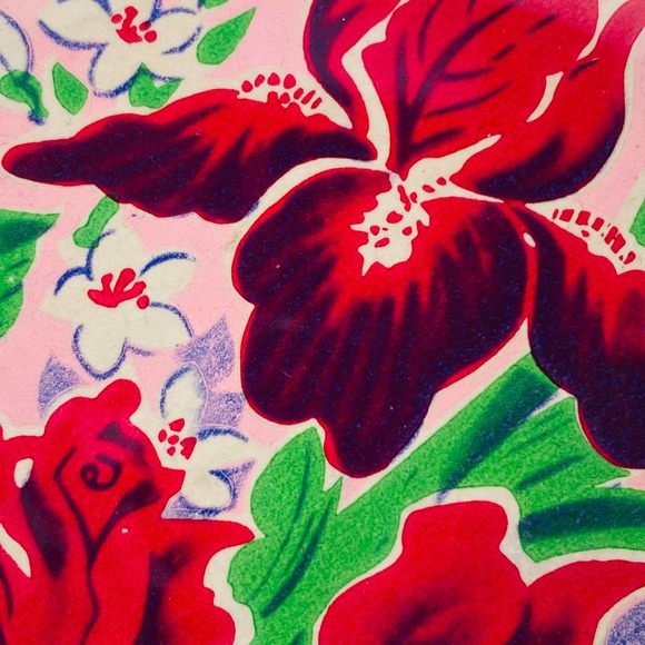 Vintage 1950's Wrapping Paper Upcycled Pocket Purse Mirror 3" - Picture 3 of 10